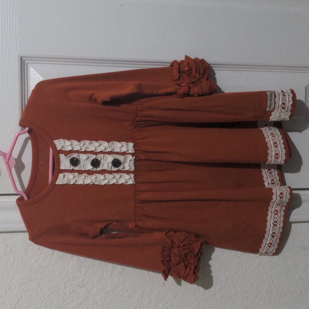 Sew Sassy Toddler Girls Rust Colored Long Sleeve Dress. Size 2T